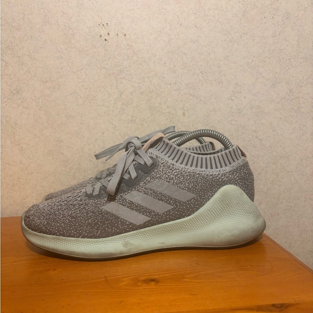 Adidas PureBoost Running Shoes Grey Lime Green Womens Size 8